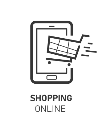 Phone icon with shopping cart. Vector illustration. EPS 10